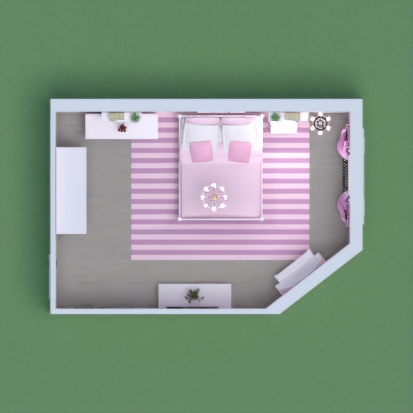 un cuarto clásico para niña color rosado pastel y muebles blancos, muy fresco para sentirse comodo