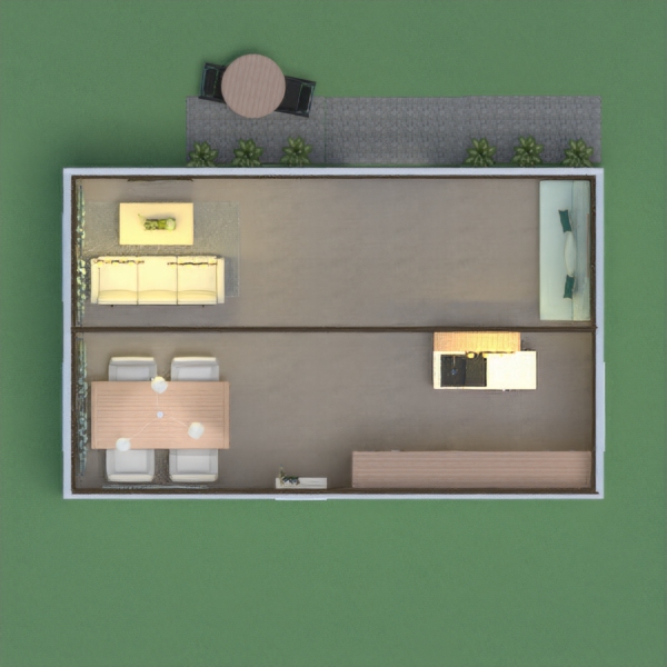 Here you have a wonderful space complete with a outdoor patio, a living room, and a modern kitchen. this place matches this weeks theme of wood, conrete, and metal. Also most things are in a lovley shade of pale blue. please vote for me, and i will vote for you if you comment down below! Thanks guys!