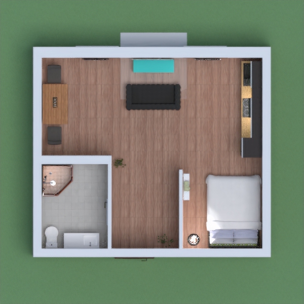 This is a small but comfortable mini house. Fit for one person or two it has a bathroom a lounge area and a kitchen. The small place feels like it has a lot of room but is truly only small.