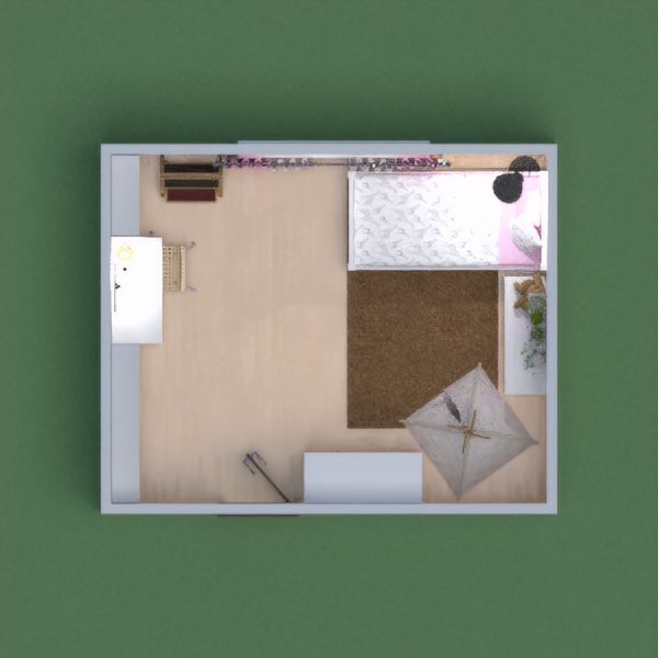 Simple girl's bedroom with study area and sleep/play area. 

Thank you for voting for me. 

Tell me and I will vote back.