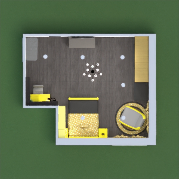 Room With yellow and grey color theme.