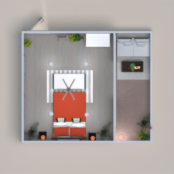 This is a Tropical bedroom with a balcony that has neutral and dark colours which includes green and white.

This is my first try please vote for me it would mean a lot to me, I am only a high school student.
Thank You!