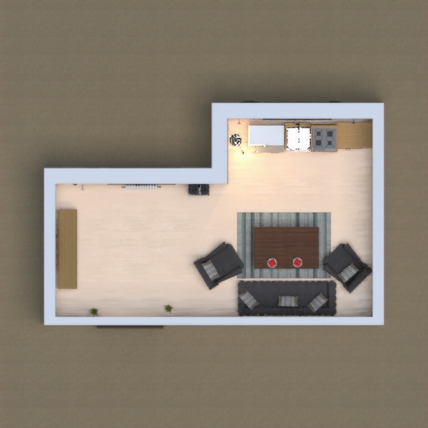 This is the first floor of a home, there is a kitchen and a living room/family room