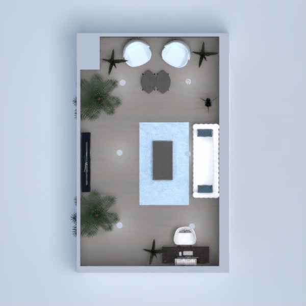This week I decided to make this design fairly simple. I used a dark wood tones and pastel blues. I added lots of plants and an office area. Enjoy!