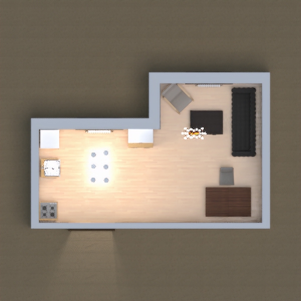 The place with the couch is the living room, and then the kitchen. The little table is just a desk.