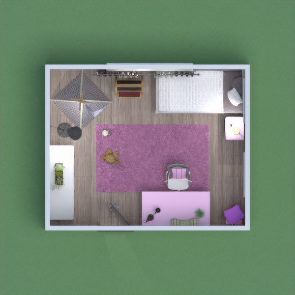 This room is for a young girl/child. The theme to this room is pink.  This room has a desk for homework. A play area with a tent, a dresser and a bed/reading area