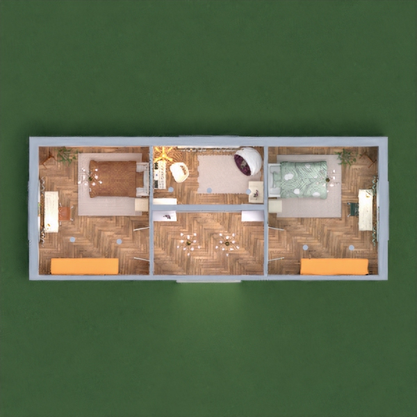 Thank you for the votes on a previous design :)
This is my design for two sisters, one green and one yellow room. Hope you like it. I would appreciate your honest opinions in the comments so that I could improve! Good luck :)
