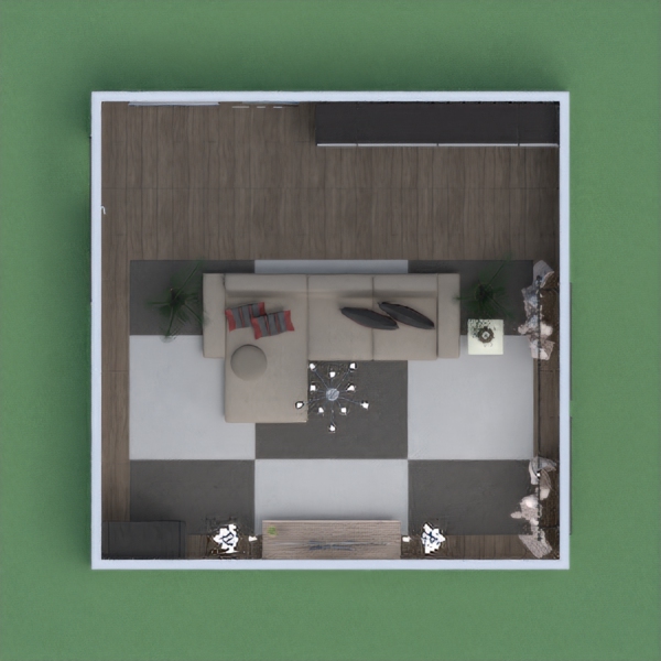 I designed this living room to be modern and earthy. Almost everything is brown-toned. I hope you enjoy it.