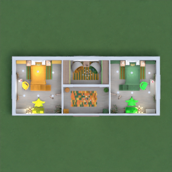Twin girls Rooms. One yellow one green!