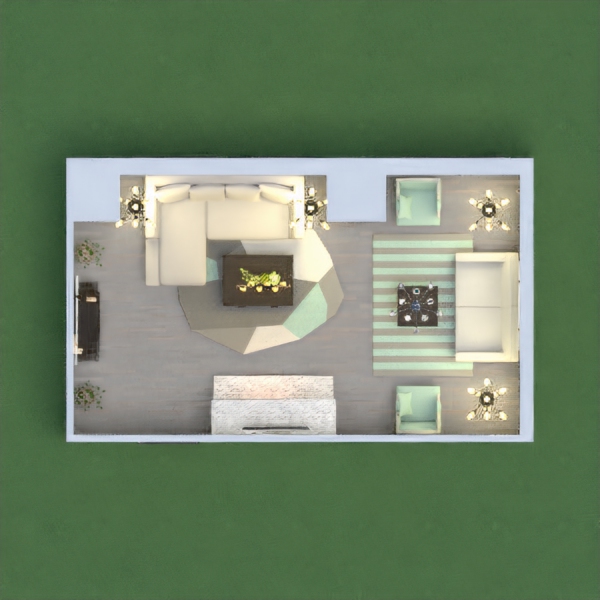 Living room with fireplace, with teal, grey, and black as the main colors.
Be sure to leave me your link down below so I can vote for you! Happy Designing!