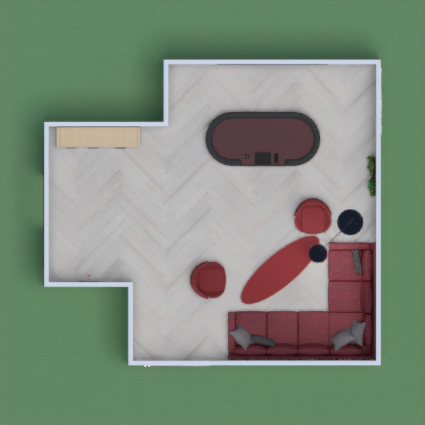 A cosy board game room with red as the dominant colour