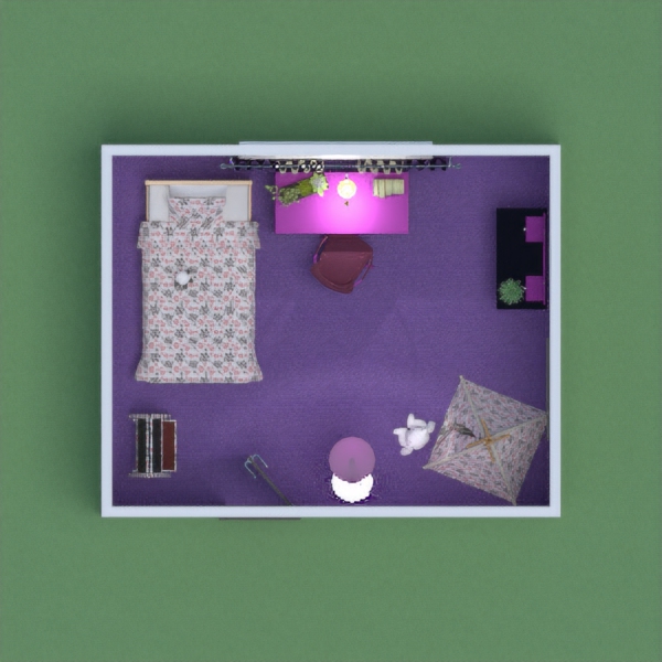 Girls bedroom with grooming area and play area