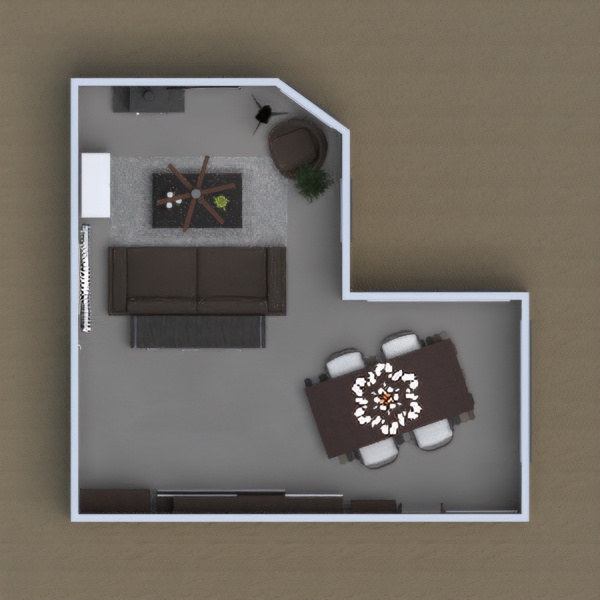 A nice log cabin/modern mix living and dining room in a cozy apartment. Took me 20 minutes and it won't kill me if you don't vote for me. I just do this because I enjoy it, not to win.