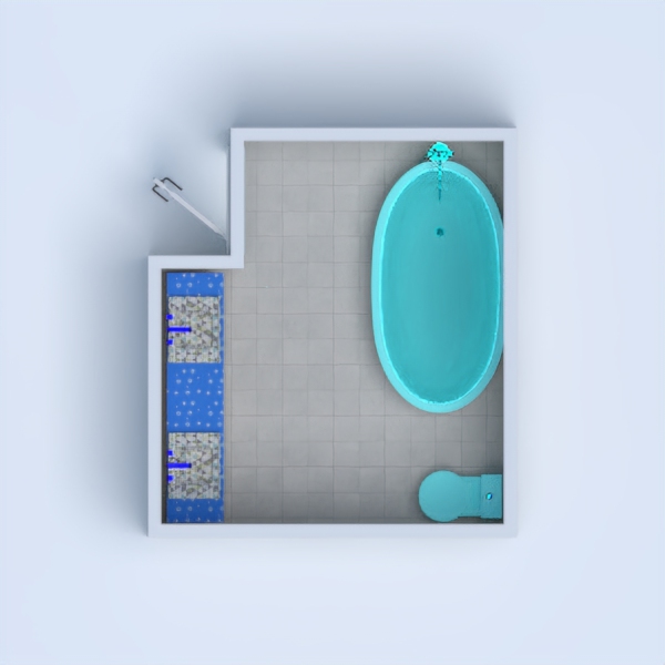 Here is a blue bathroom!