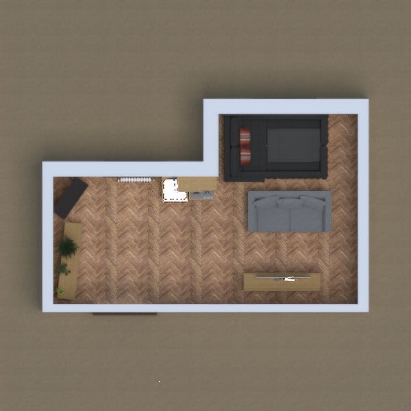 its a house with a place to put shose a living room and a bed