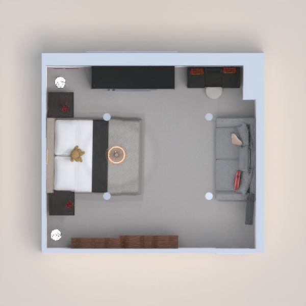 This fairly big bedroom has the assets of a TV, a Huge bed and many more. I hope you like this.