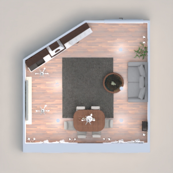 Hi guys! I made this design only for a small family, which includes, a fireplace, a kitchen, a dining table, sofas, a clock, and a few other things!