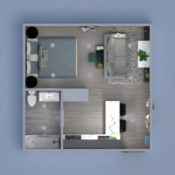 green studio apartment