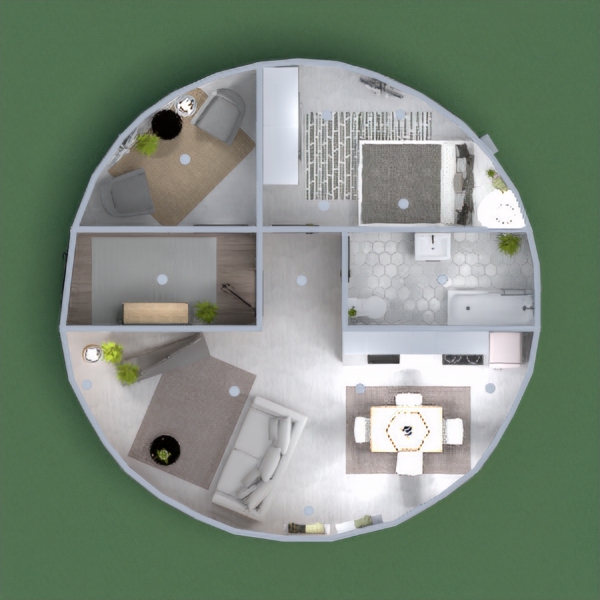 Minimal Modern Round House - Concrete heated floors with hard-wood interiors.