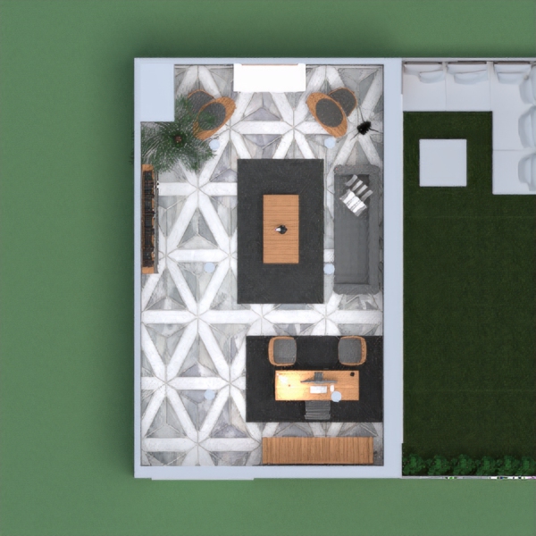 minimalist room and tiny outdoor area