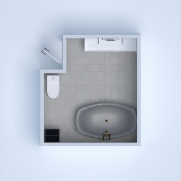 A bathroom that has some storage a bathtub a floating sink and a white toilet. Even with small spaces you can make things really cool!
