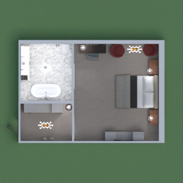 This is my hotel room that I designed. It has a bed, desk, bathroom, storage and chairs. Normally I'd add a color scheme, but it didn't work, for some reason. Anyway, I hope you still like it! Please vote and leave a comment, and I will do the same for you. May the best designer win! =)
