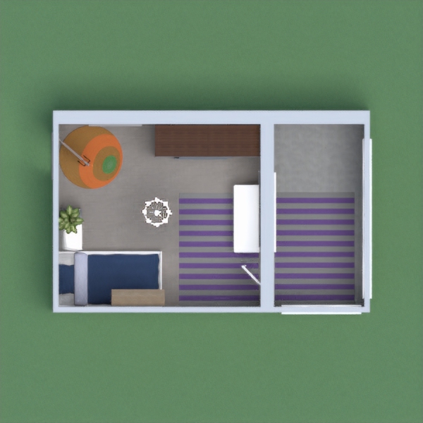 My project of a children's room is that it is convenient and compatible.The bed is located in the left corner and there is a shelf above it in order to get something. Next to the bed there is a bedside table on which there is a plant.On the lower right corner there is a wardrobe for clothes.there is pucture in front of the entrance to the left of the wardrobe.Next to the wardrobe is a chest of drawers above the windows, curtains are hung.As a light the hung a chandelier.