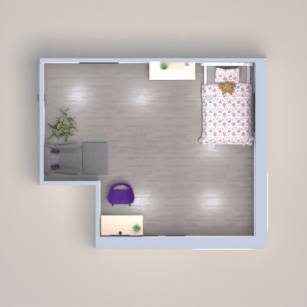 A children’s bedroom with a sleeping area, studying area and a space for toys.