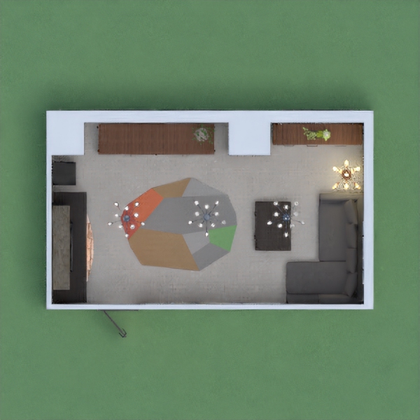 I was given a living room to decorate (obviously). I decided to go with a cozy living room, but with darker colors to give it more depth. The bright colors of the pictures and the rug go great (in my opinion) with the calm browns and greys. I hope you like it, and thanks for the chance to do this!