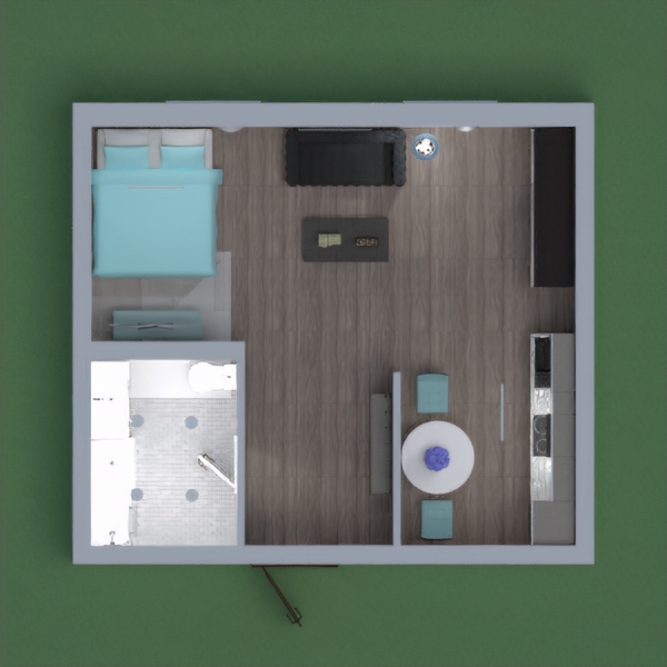 I wanted this project to have a sort of modern vibe. I also threw in splashes of blue accent pieces because i really like the color and it looks nice with the modern appliances.