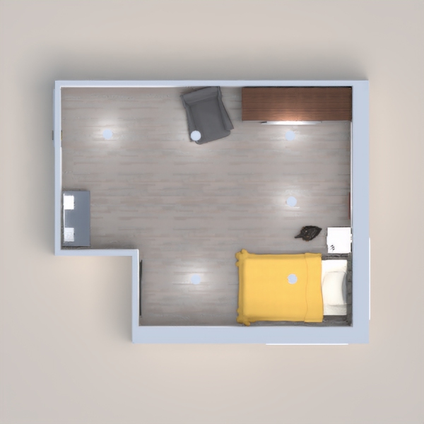 SIMPLE GREY AND YELLOW THEMED ROOM