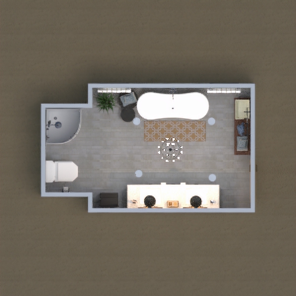 Modern Farmhouse bathroom. Huge bathroom with a large tub and beautiful shower. Double vanity allow for more people to be using it at once. many light and dark wood tones and tile used.