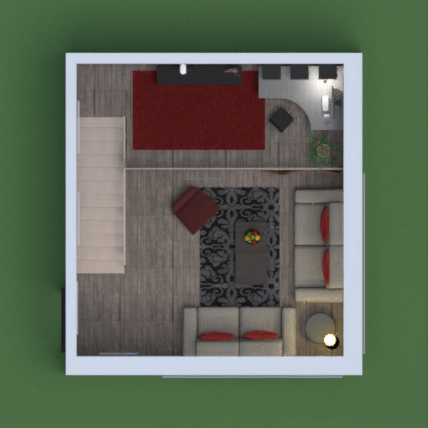 Modern rooms in Grey and Rust.