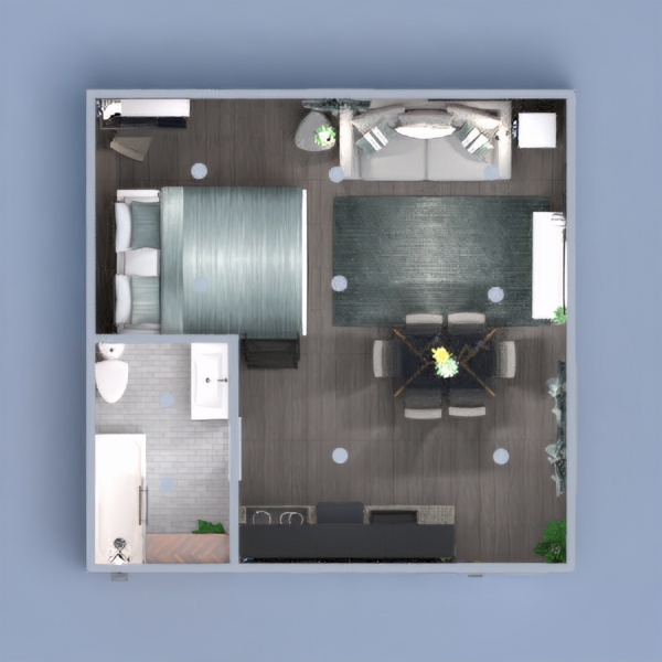 A comfy, modern, go with what you have style home. 1 bedroom 1 bathroom I tried my hardest to make it so that the bedroom, living room, dining room, and kitchen where all in one room, and the bathroom is separate. I also made sure to incorporate all the essential needs into this home. Hope you like it.¯\_(ツ)_/¯
