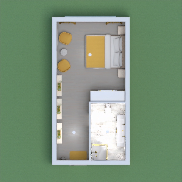 Today I designed a very neat, and schemed apartment. It has one bedroom, and one bathroom. The main colors are white and gold so there are lots of gold features in this design.