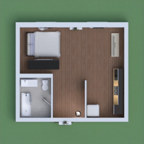 An interior design of a one bedroom flat, this project has been made to fit all of the users needs in a small space.