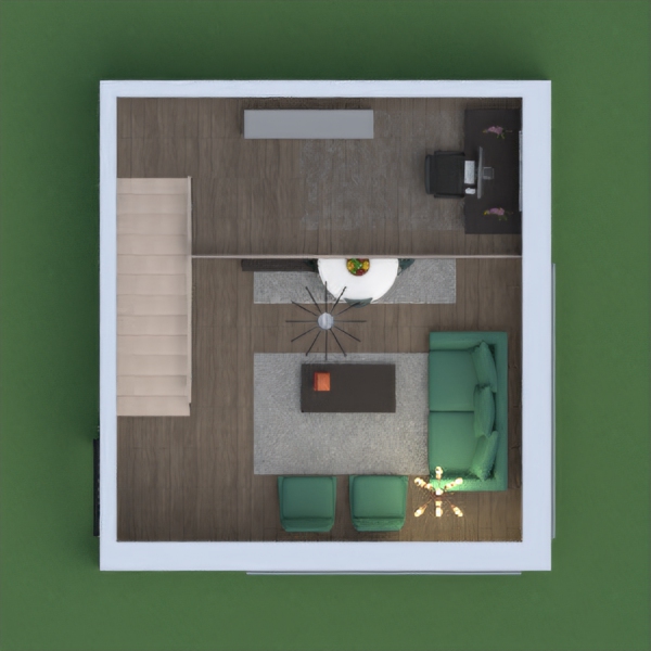 Here is a fun space over two floors with a living room, dining room, and kitchen on the first floor. There is also and office on the second floor.

Aquí hay un espacio divertido en dos pisos con una sala, comedor y cocina en el primer piso. También hay una oficina en el segundo piso.