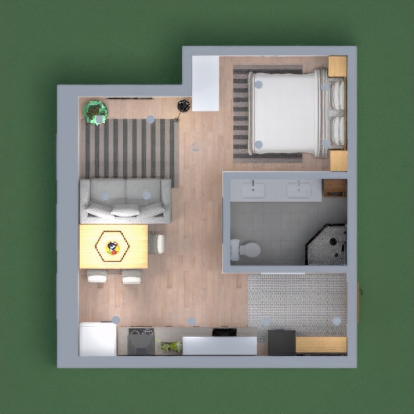 A small yet spacious apartment for a single person or for a couple with no children. Each space is laid out and everything could be moved around to fit your needs.*plzzzz vote for me I worked super hard of this*