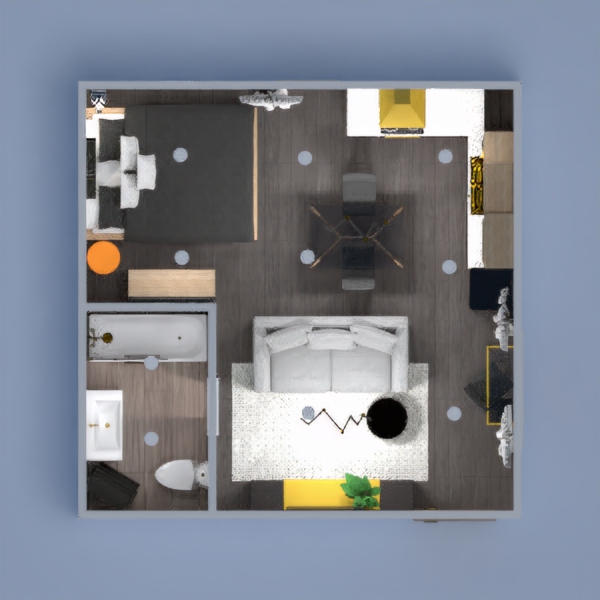 I wanted this to feel like a luxury studio. Since the space and the furniture were limited, I used colour to get the effect I wanted. I loved the open floor plan but I put the bed around the corner for privacy so it isn't the first thing you see when you walk in.
Any advice would be much appreciated.
Thankyou.