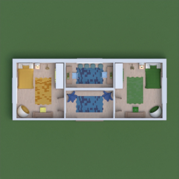 Welcome to the most color-coordinated rooms ever. With a color scheme of white, green, yellow and blue, the rooms are satisfyingly pulled together with the main color of white. Enjoy, and as usual, plz vote and comment, and I will do the same for you. =)