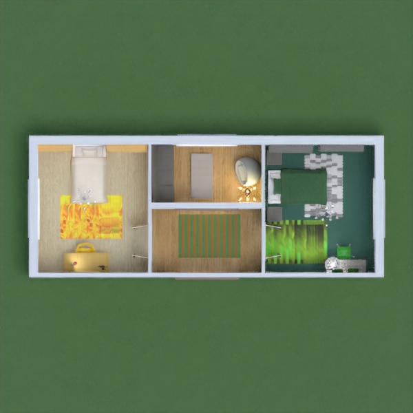 This is a home where everything matches and goes with the flow. The room on the right is my beautiful green bedroom with some gray. The room on the right is yellow also with some modern accents. I hope you like it! :)