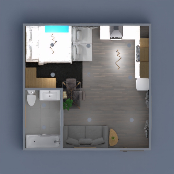 I went with a white and grey theme with light wood and it makes me wish this could be my actual home. I hope you like it!