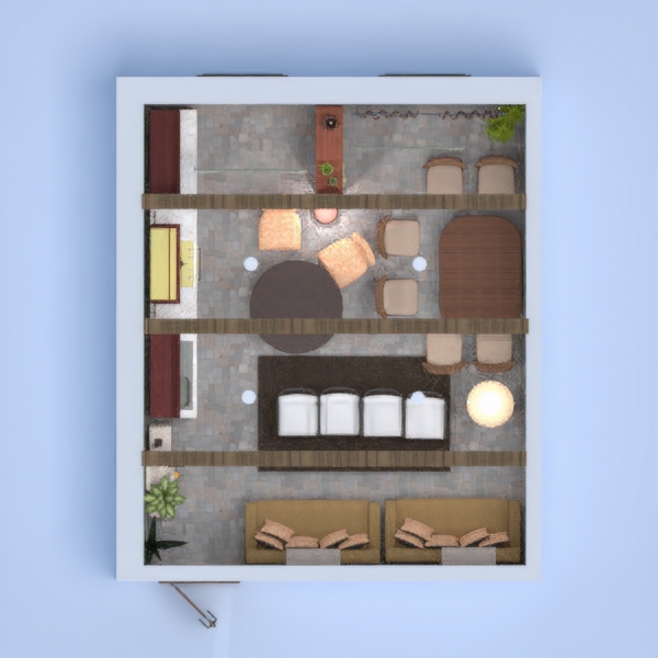 This project contains a medium-sized room, with furnitures. It has a little kitchen appliances too. The main colours are brown, light-caramel tone, light-orange, and beige, and white.