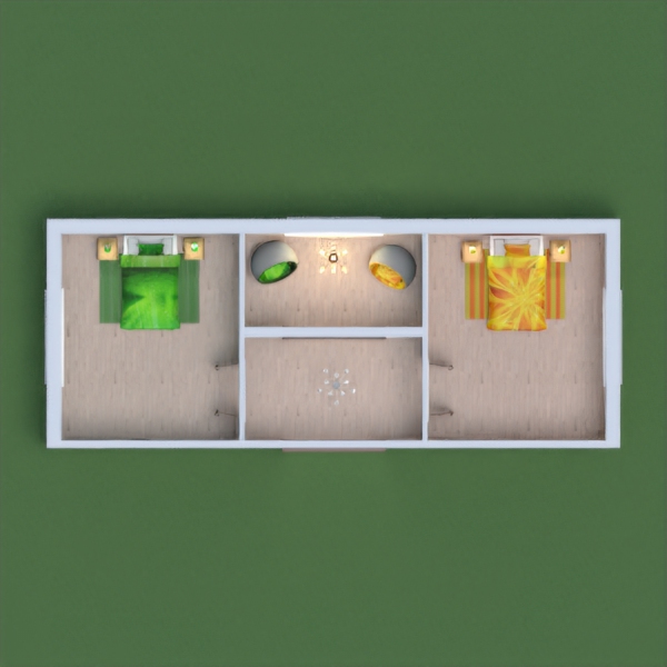 Relax Room is a happy medium with 1 green chair and 1 yellow chair, but with a different background that has nothing of green or yellow, the main center room that has no name other than 