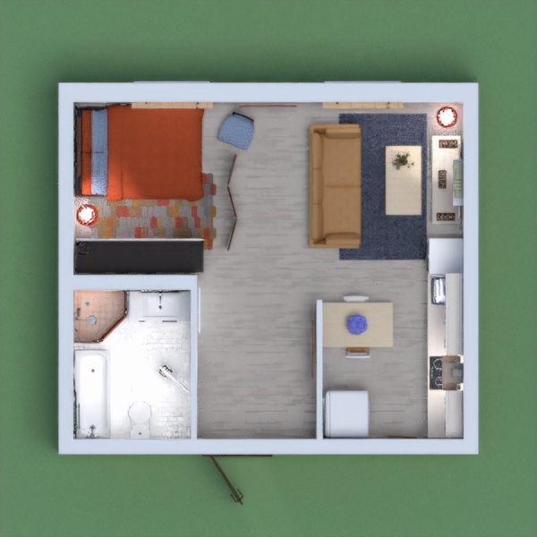 This is my apartment and living space design for an apartment that is meant only to accommodate a single and young working professional in their day-to-day active lives.