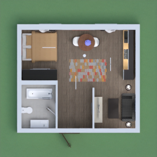 This is a couples apartment. It has a wardrobe, a TV, a sofa, a dining table, mirrors, nice wallpaper, a beautiful kitchen set and everything a couple can and would ever dream of! This took me a long time! Enjoy and I hope you like it!