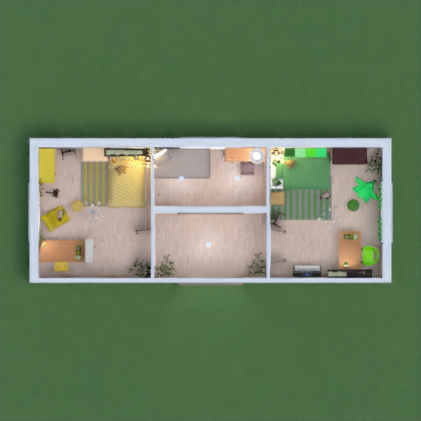 Green bedroom and yellow bedroom