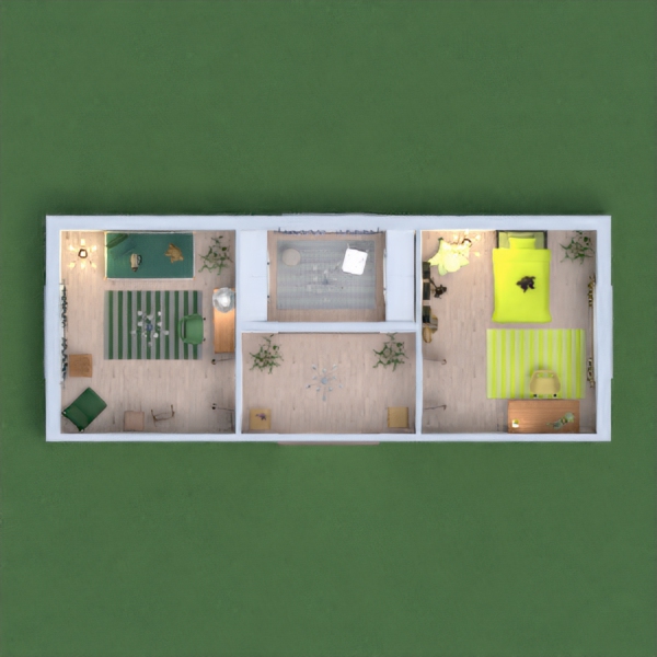 I am a girl so i know what i would want if i chose to have a green or yellow room. So in the middle they gave a tiny little room so I made a closet. The green room is on the left from the entrance. The yellow is on the right from the entrance.