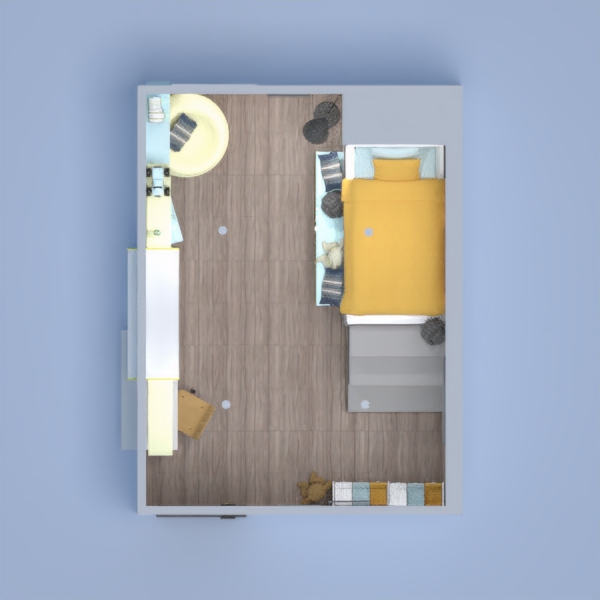 this a lovely yellow and blue theme boys room cute cozy loft bed