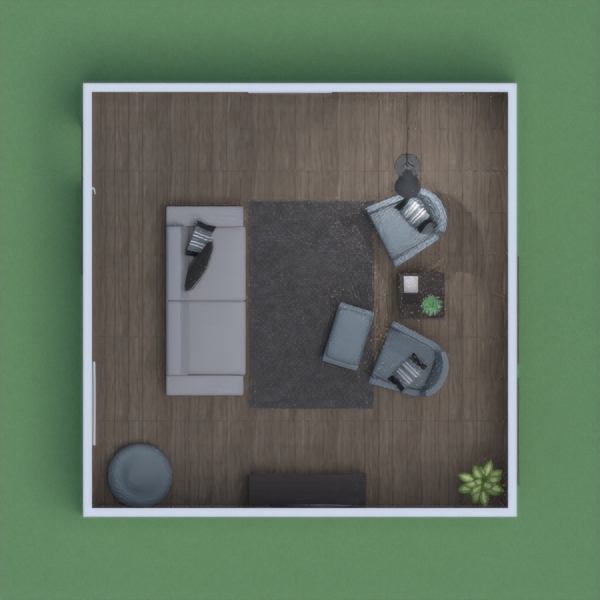 This is a traditional style living room, great for a family. It's nice and cozy, complete with plants, pictures, cozy seats and a simple wallpaper.